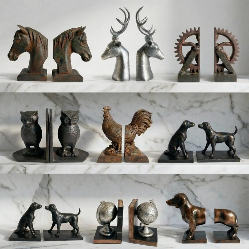 Comfy Hour Dachshund Dog Decorative Bookends, Unique 12" Long Wiener Dog Book Ends for Shelves, Heavy Duty Vintage Animal Book Stopper for Home Office Decor, 1 Pair, Dark Copper Finish - Image 5
